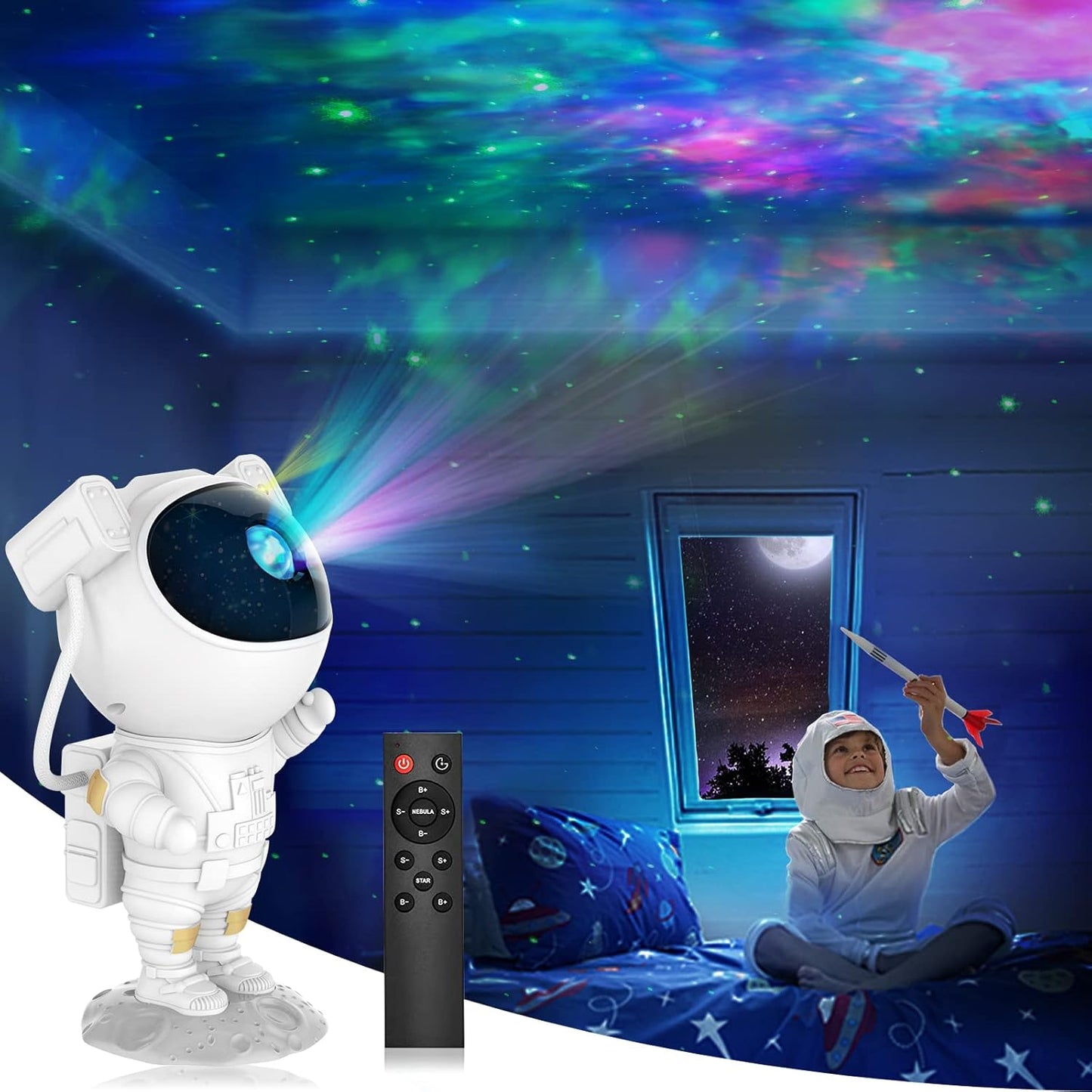 Astronaut Galaxy Projector - 360 Magnetic Head Rotation, Remote Control