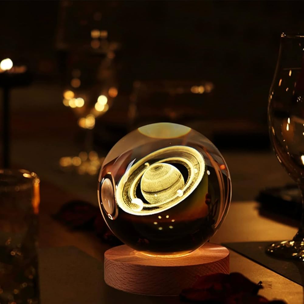 3D SATURN GLASS GLOBE NIGHT LAMP