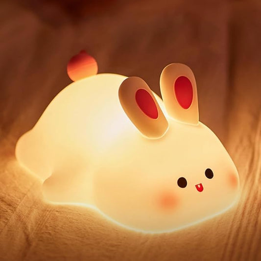 Cute Rabbit Night Light for Kids,Portable Soft Silicone lamp, Nursery Night light,Rechargeable Bunny Nightlight, Bedroom Decor