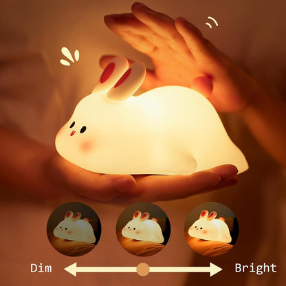 Cute Rabbit Night Light for Kids,Portable Soft Silicone lamp, Nursery Night light,Rechargeable Bunny Nightlight, Bedroom Decor