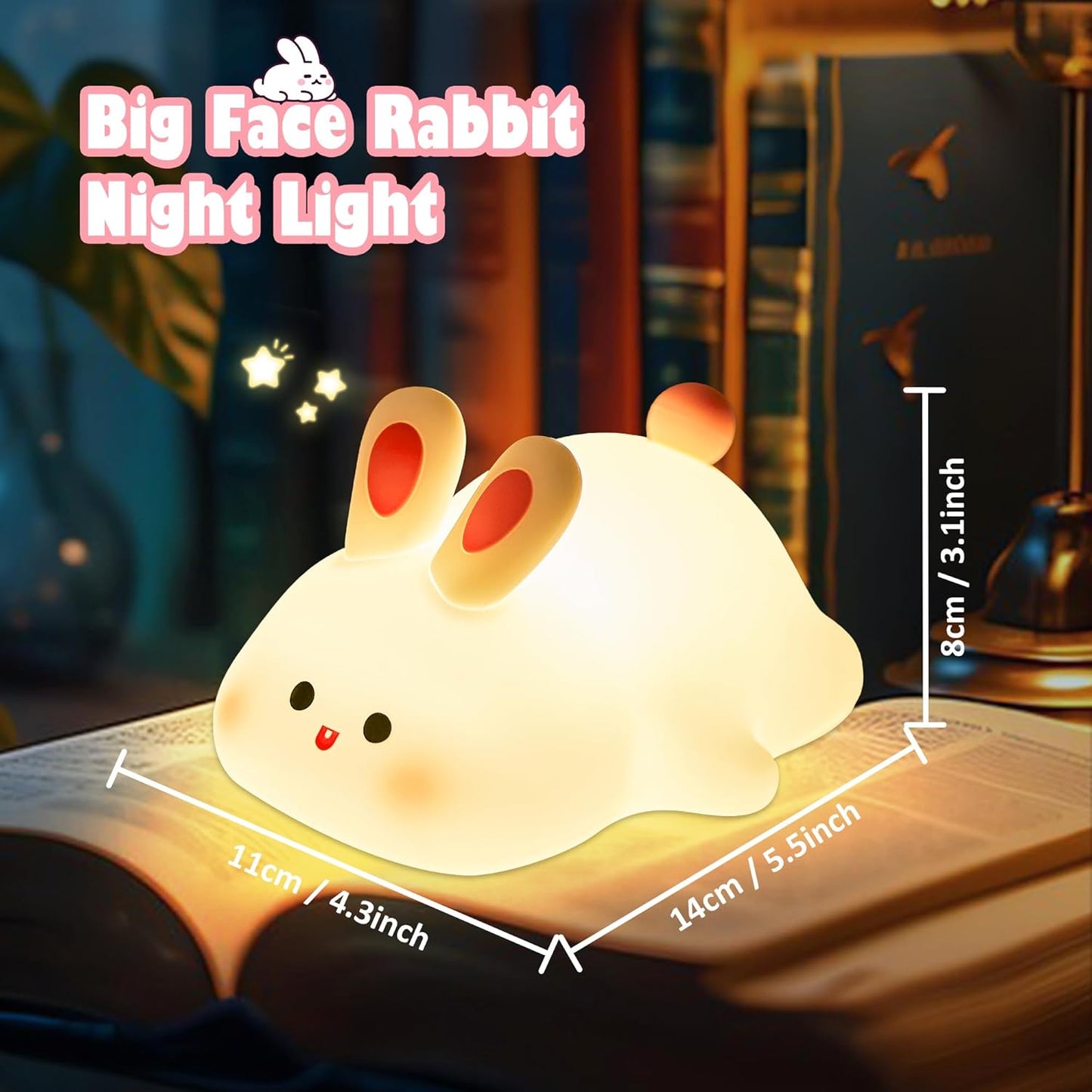 Cute Rabbit Night Light for Kids,Portable Soft Silicone lamp, Nursery Night light,Rechargeable Bunny Nightlight, Bedroom Decor