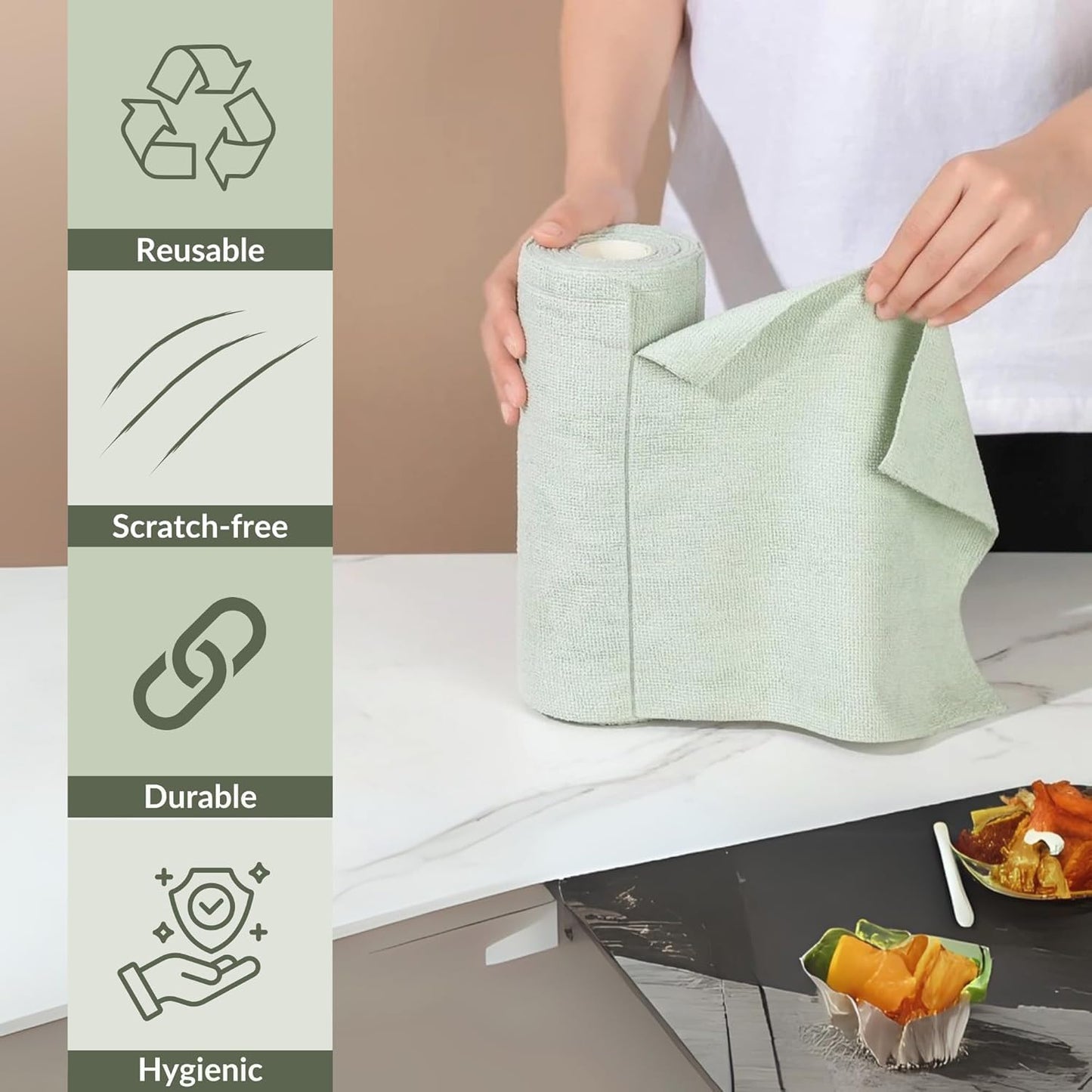 Microfiber cleaning cloth roll