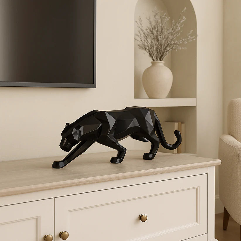 REGAL Black Geometrical Panther Statue