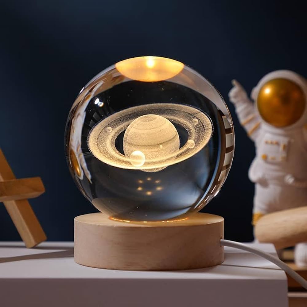 3D SATURN GLASS GLOBE NIGHT LAMP