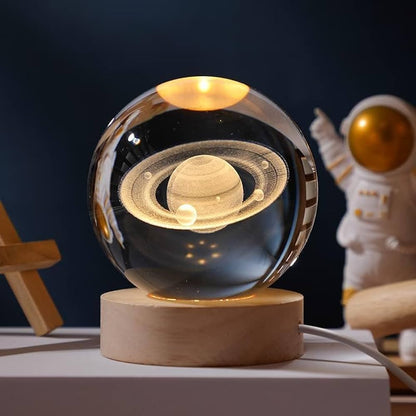 3D SATURN GLASS GLOBE NIGHT LAMP